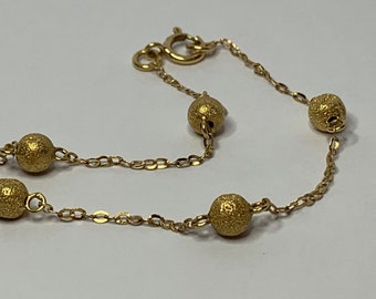 Prachtige vintage armband in geel goud 5 bollen