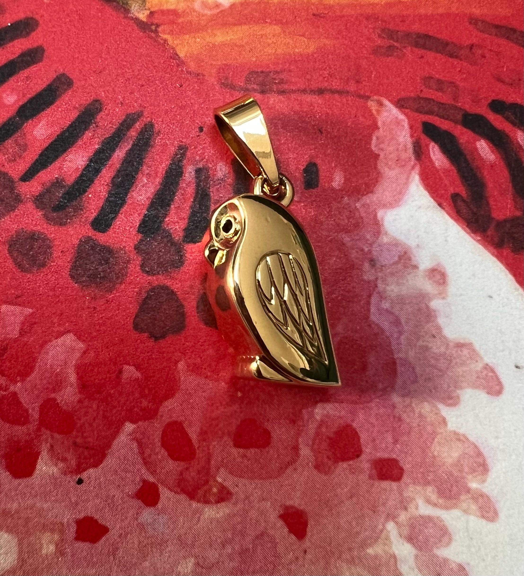 Très beau pendentif hibou en plaqué or