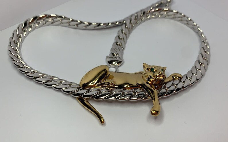 Magnificent vintage two-tone panther necklace image 2