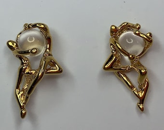 Pretty little character and crystal earrings by Charles Jourdan