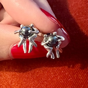 Prächtige Ohrringe aus 925er Silber und Hämatit von Charles Jourdan