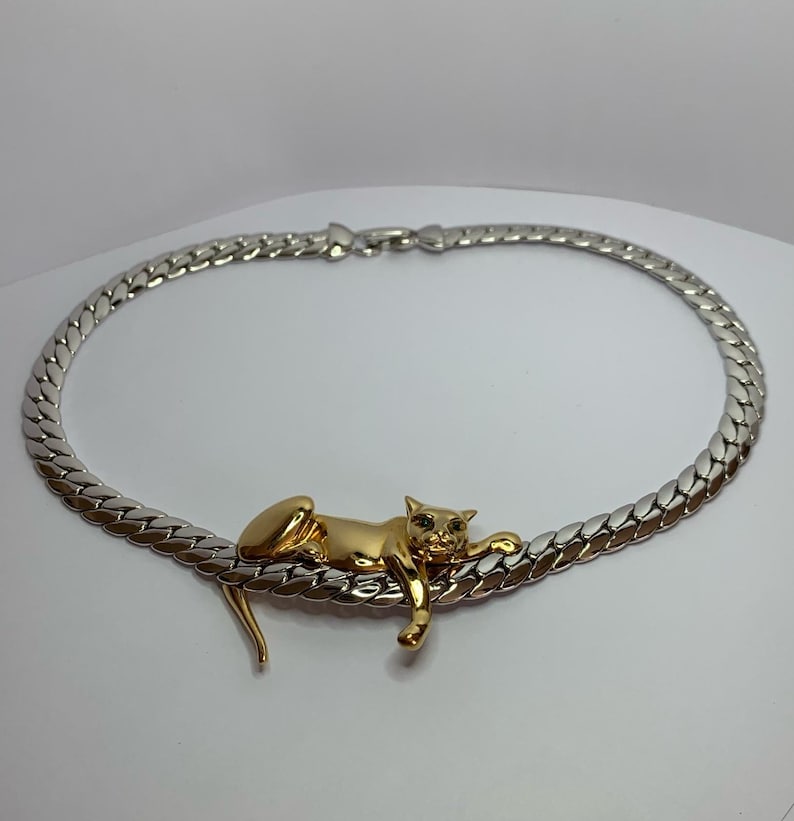 Magnificent vintage two-tone panther necklace image 1