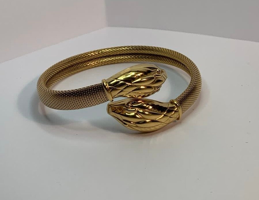Superb golden snake bangle bracelet