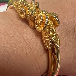 Beautiful gold metal ram couple bangle bracelet