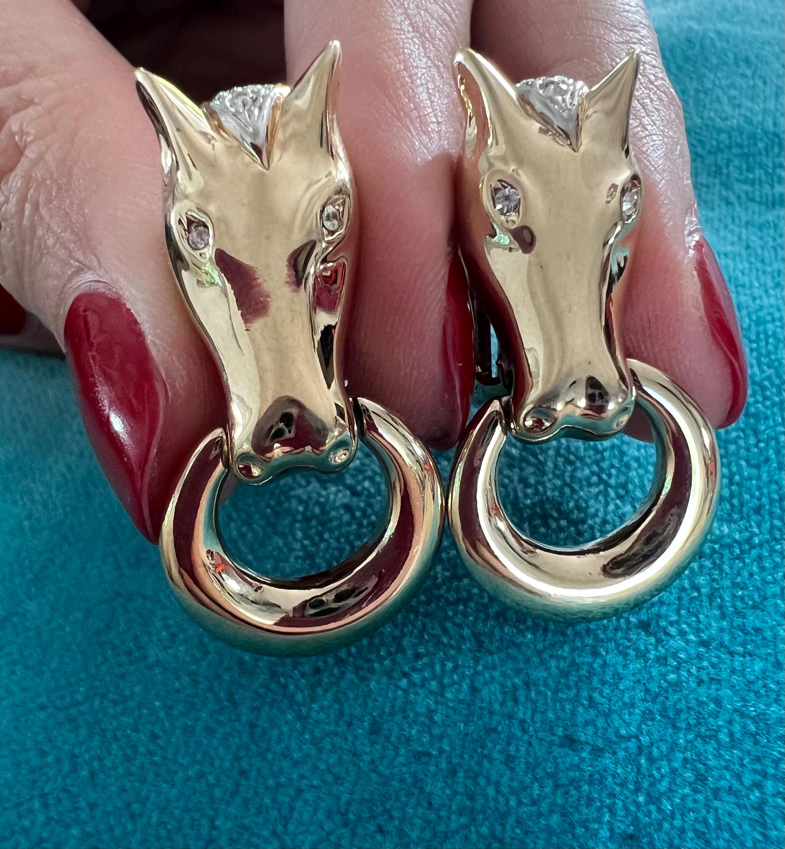 Boucles D'oreilles Rétro Tête De Cheval - Or Rhodié - Numérotées 110