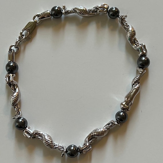 Superbe bracelet en argent 925 sirènes et hématite