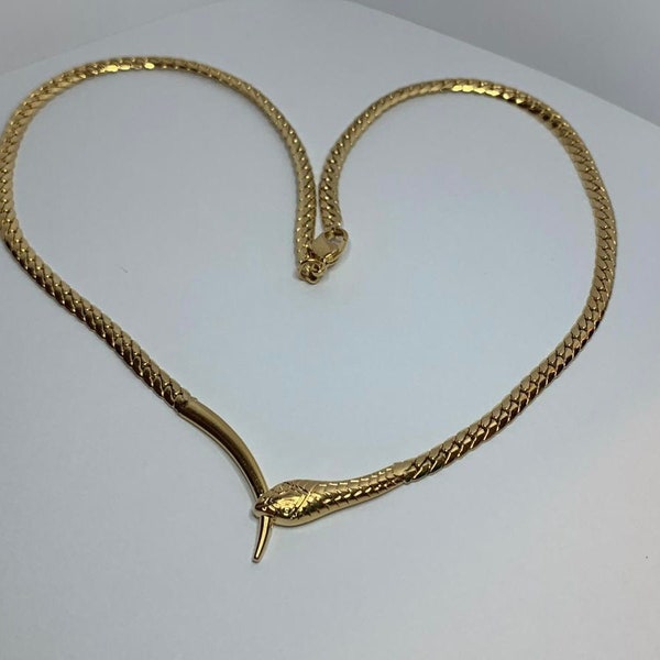 Superbe collier serpent doré