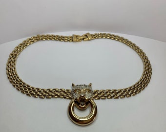 Very pretty golden panther choker necklace