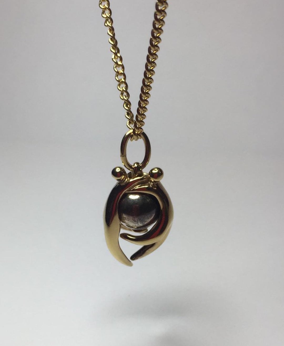 Collier Charles Jourdan Argent 925 Rhodié Avec Pendentif Couple Et Perle Hématite