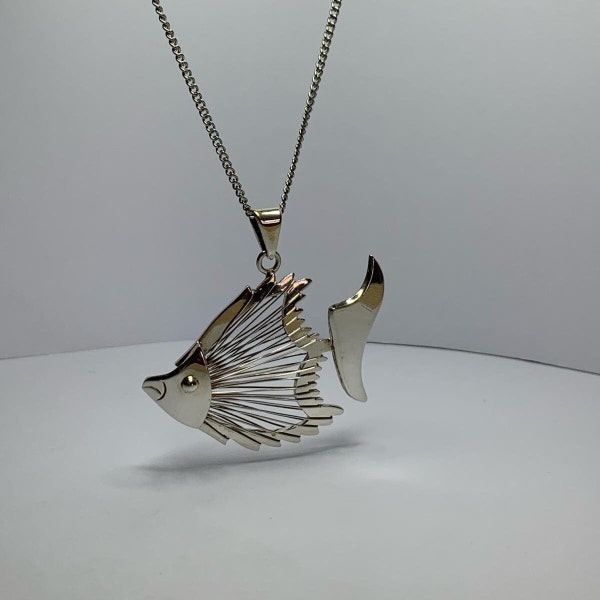 Superbe pendentif poisson mexicain en argent 925