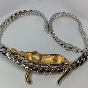 Magnificent vintage two-tone panther necklace image 3