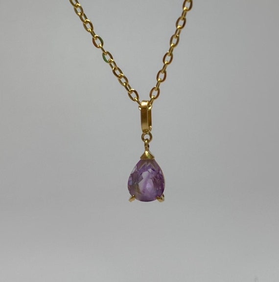 Collier Pendentif Or Jaune 18 Carats Avec Améthyste Centrale - Occasion, Très Bon état