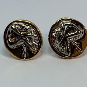 Rare! Magnificent two-tone clip-on earrings, Muse and Hair, Charles Jourdan