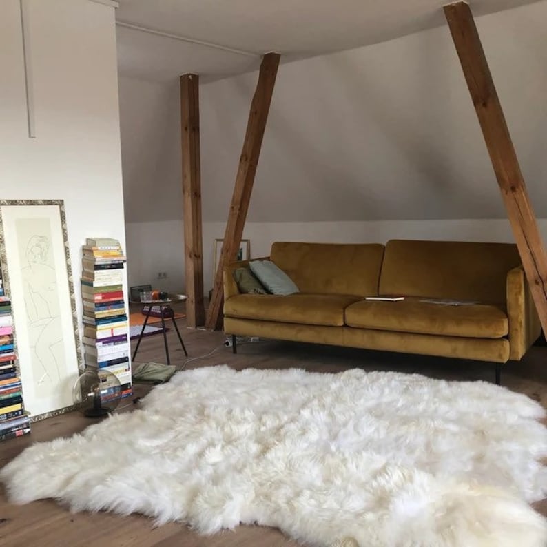 Luxury Australian Sheepskin Rug: Cream Ivory White Lambskin Fur Throw image 9