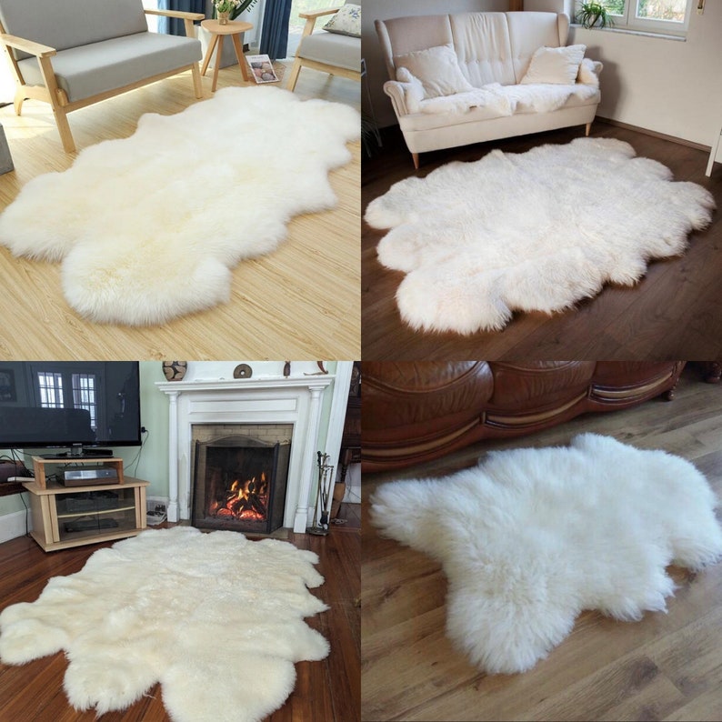 Luxury Australian Sheepskin Rug: Cream Ivory White Lambskin Fur Throw image 2