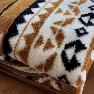 Couverture en laine, plusieurs couleurs, choix de motifs Jeté chaud double épaisseur Tailles US et EU Rust Brown Geometric