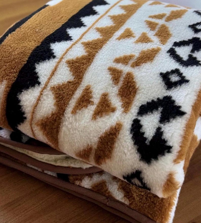 Couverture en laine, plusieurs couleurs, choix de motifs Jeté chaud double épaisseur Tailles US et EU Rust Brown Geometric