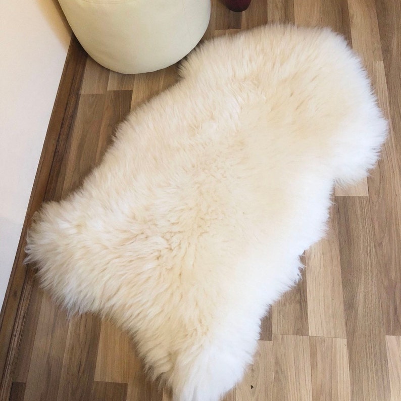 Luxury Australian Sheepskin Rug: Cream Ivory White Lambskin Fur Throw image 4