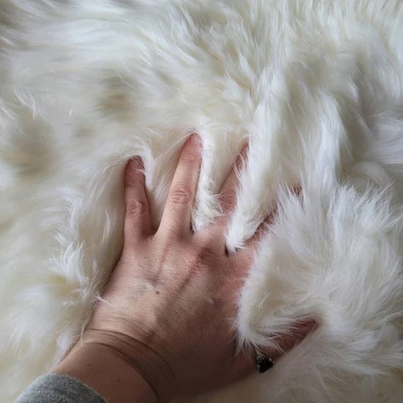 Luxury Australian Sheepskin Rug: Cream Ivory White Lambskin Fur Throw image 6