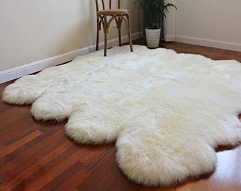 Luxus 100% echtes Schaffell Teppich Natürliche Real Schaffell Lammfell Teppich Creme Elfenbein Weiß Bio Merino