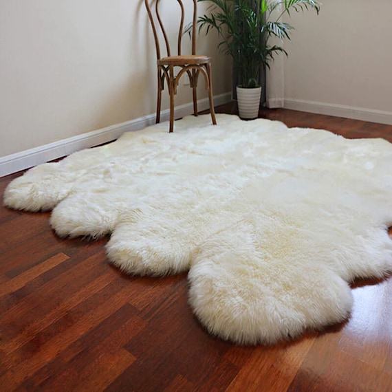 Luxury Australian Sheepskin Rug: Cream Ivory White Lambskin Fur Throw