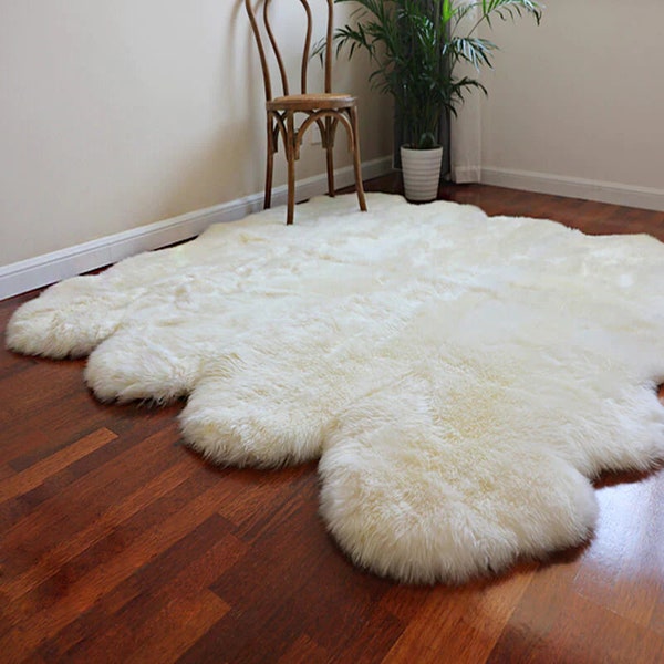 Luxus 100% echtes Schaffell Teppich Natürliche Real Schaffell Lammfell Teppich Creme Elfenbein Weiß Bio Merino