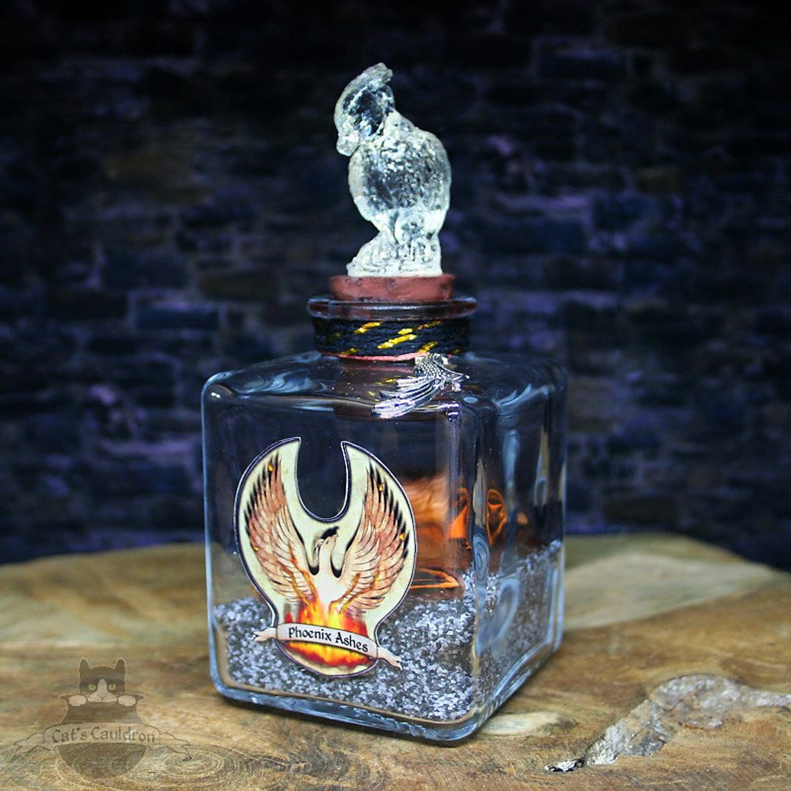 Phoenix Ashes in glass jar with feathers Potion Bottle Etsy