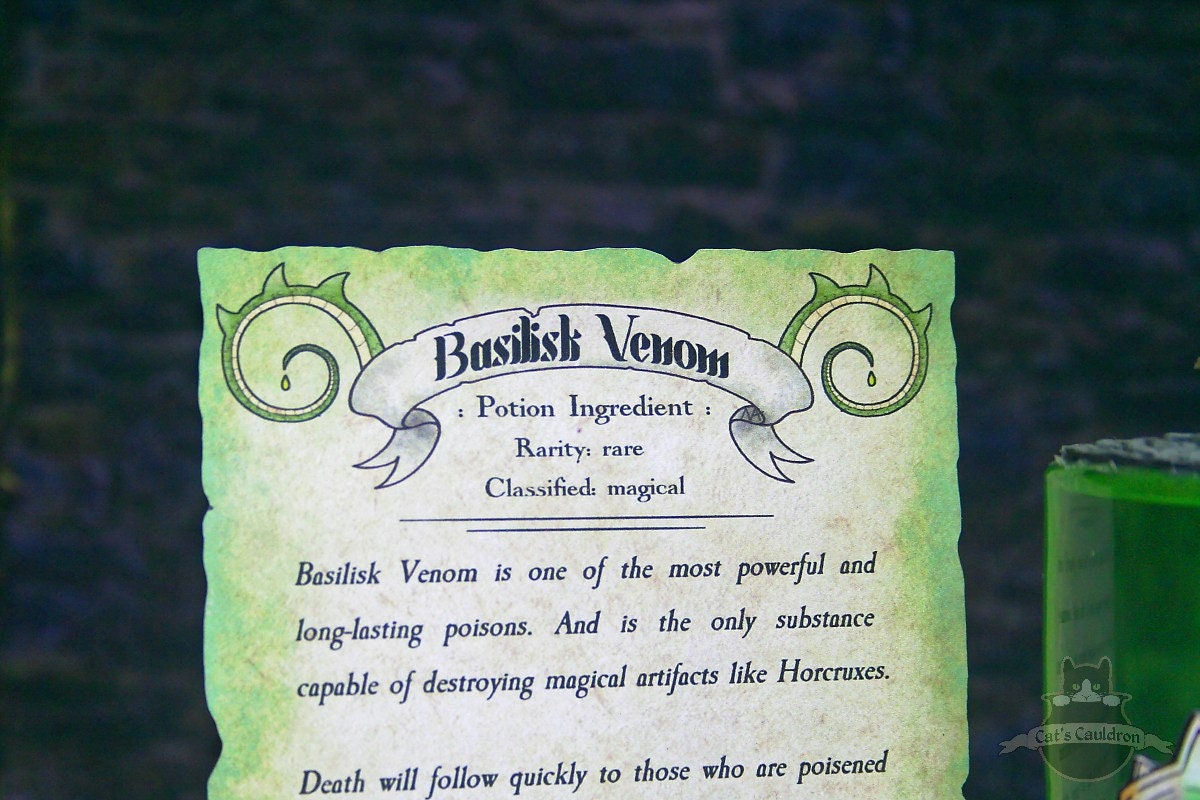 Basilisk Venom Potion Bottle Witch & Wizard Alchemy Glass Etsy Australia