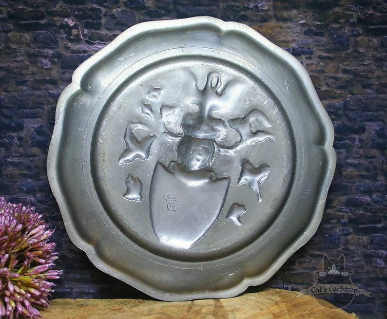 Medieval Style Pewter Plate Knight Theme Vintage Mid Century Etsy