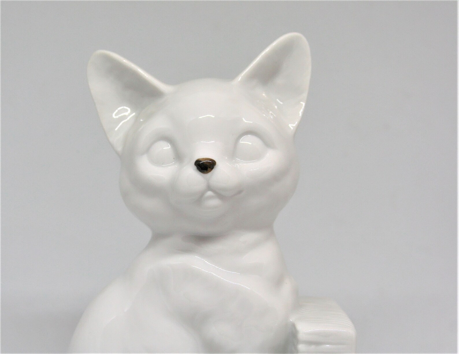 Cat Bookends Ceramic White Bookstands Red Ribbon Vintage Retro Etsy