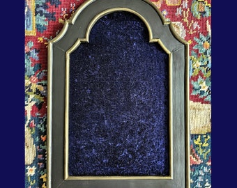 Pin Board Display Black Gold Antique Gothic Frame Blue Velvet Fabric