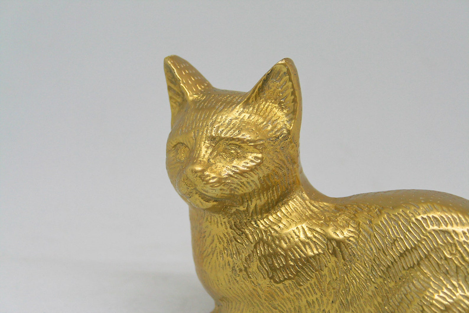 Brass Cat Statue Figure Vintage Figurine Beautiful Detailed Etsy