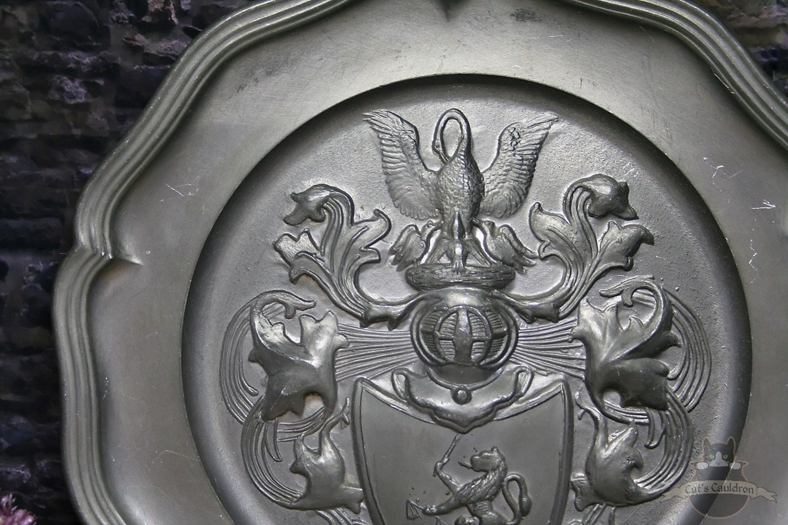 Medieval Style Pewter Plate Knight Theme Vintage Mid Century Etsy