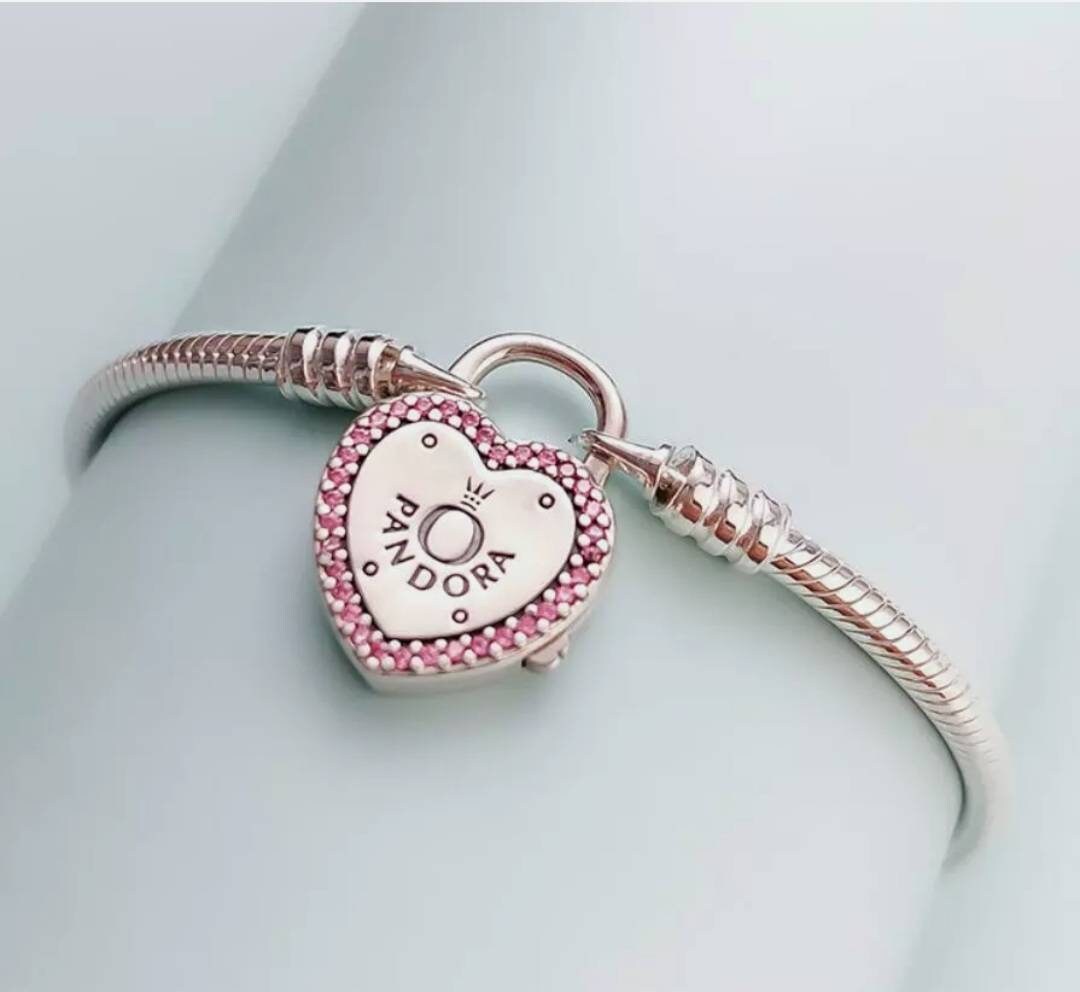 Authentic PANDORA Lock Your Promise Heart Padlock Bracelet Etsy