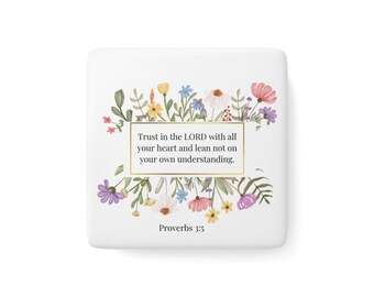 Proverbs verse Porcelain Magnet, Square