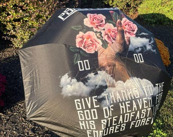 Psalms 136:26 Umbrella, Floral Design, Christian Gift