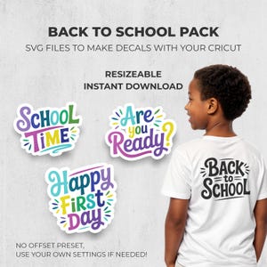 Back to school t-shirt sign pack - decal printing SVG, PNG - Cut file for Cricut and Silhouette