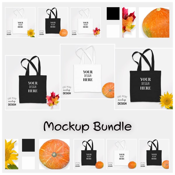 10 Tote Bag Halloween Mockups | Halloween Mockup Bundle | Flat Lay Mock Up | 1:1 Ratio