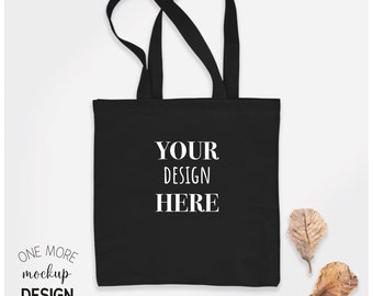 Black Tote Bag Mockup | Tote Bag Mock Up | Autumn Mock Up | 1:1 Ratio