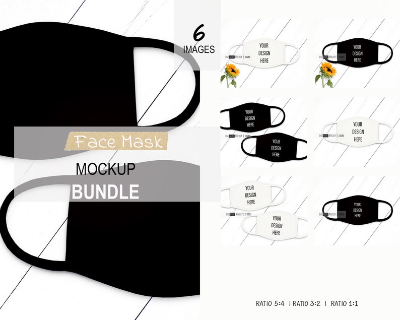 Download Face Mask Mockup Bundle Black Face Mask Mock Up White Face ...