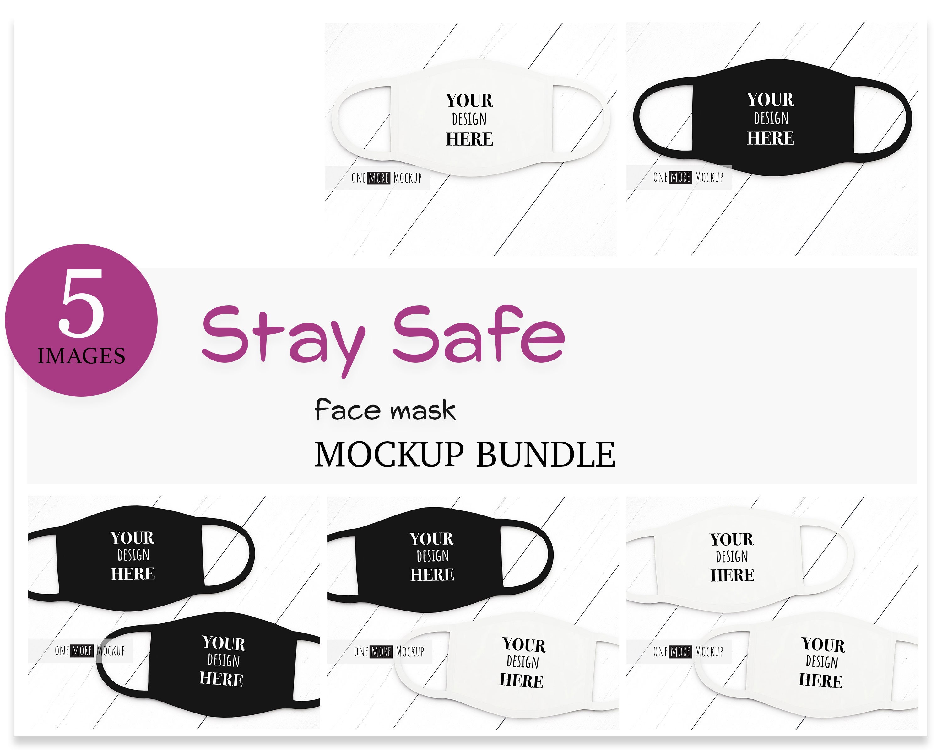 Download Face Mask Mockup Bundle Black Face Mask Mock Up White Face | Etsy