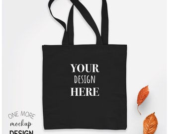 Black Tote Bag Mockup | Tote Bag Mock Up | Fall Mock Up | 1:1 Ratio