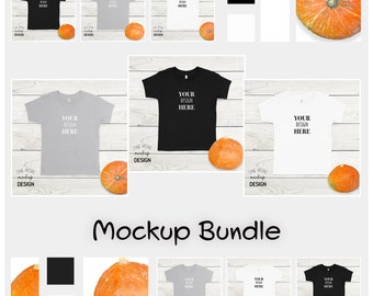 9 Kids Tshirt Mockups | Halloween Mockup Bundle | Flat Lay Mock Up | 1:1 Ratio