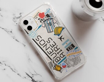 Buenos Aires Argentina iPhone Case 15 14 13 12 11 Pro Max Plus Mini Gift Ideas Country Map Skyline Gift For Her Him Travel  Souvenir