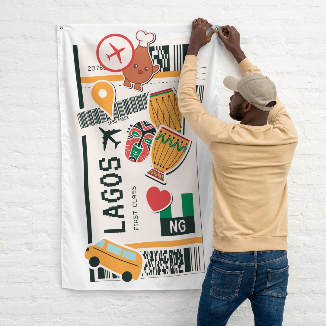 Lagos Nigeria Nigerian Flag Banner Wall Art Decor Banners Signs