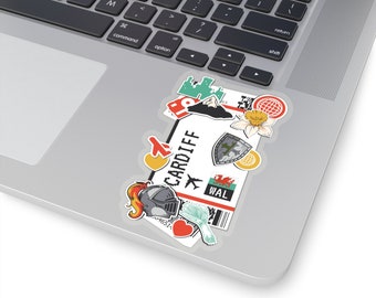 Cardiff Wales UK England British City art Sticker Stickers Vinyl Computer Transparent stickers Cool Macbook Travel sticker Gift Ideas