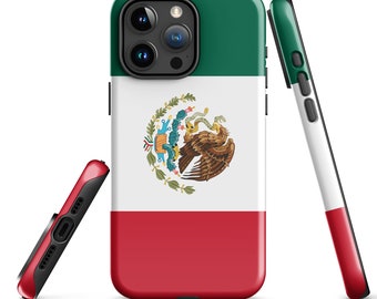 Mexico Mexican Flag iPhone Case 15 14 13 12 11 Pro Max Plus Mini Tough Fitted Hard Protective Shell Glossy Rubber Phone Case Gift Idea