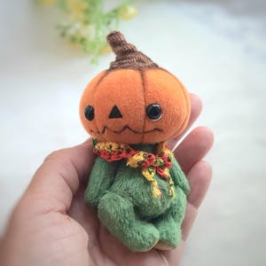 Handmade Halloween Pumpkin Doll: Collectible Plush Art Toy