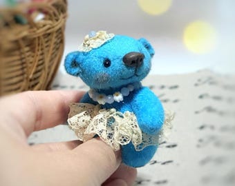 Orsetto di peluche in miniatura OOAK, orsetto di peluche d'artista, orsetto di peluche da collezione, orsetto minuscolo fatto a mano, regalo orsetto di peluche, orsetto tascabile