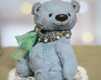 Oso de peluche único, hecho a mano, de colección, oso de artista, oso de peluche articulado, regalo para coleccionistas.